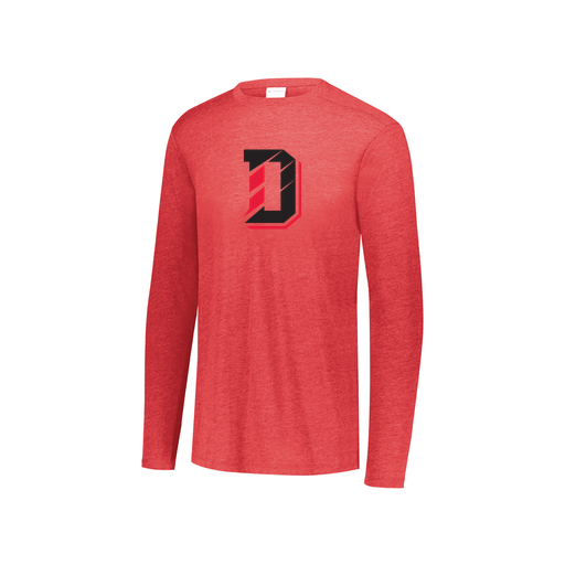 [FTLCUBRD-YS-LOGO1] Decker Youth Tri-Blend T-Shirt - Long Sleeve (Youth S, Red, Logo 1)