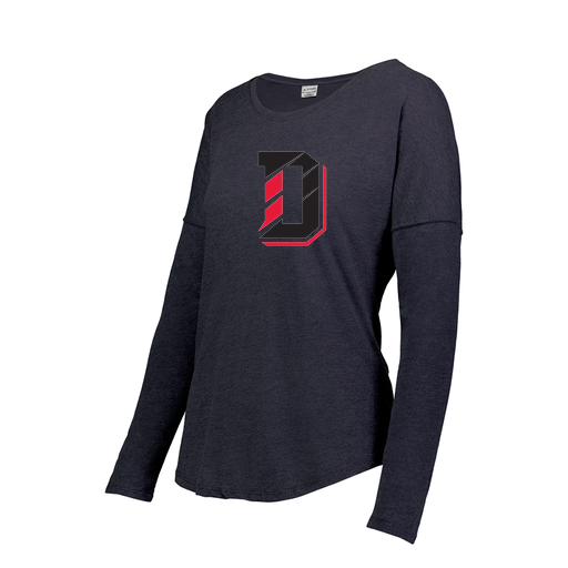 [FTLCUBNV-FAXS-LOGO1] Decker Women's Tri-Blend T-Shirt - Long Sleeve (Female Adult XS, Navy, Logo 1)