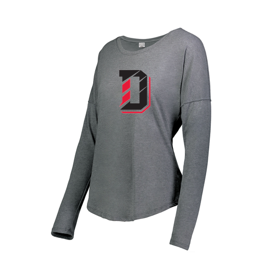 [FTLCUBGY-FAXS-LOGO1] Decker Women's Tri-Blend T-Shirt - Long Sleeve (Female Adult XS, Gray, Logo 1)